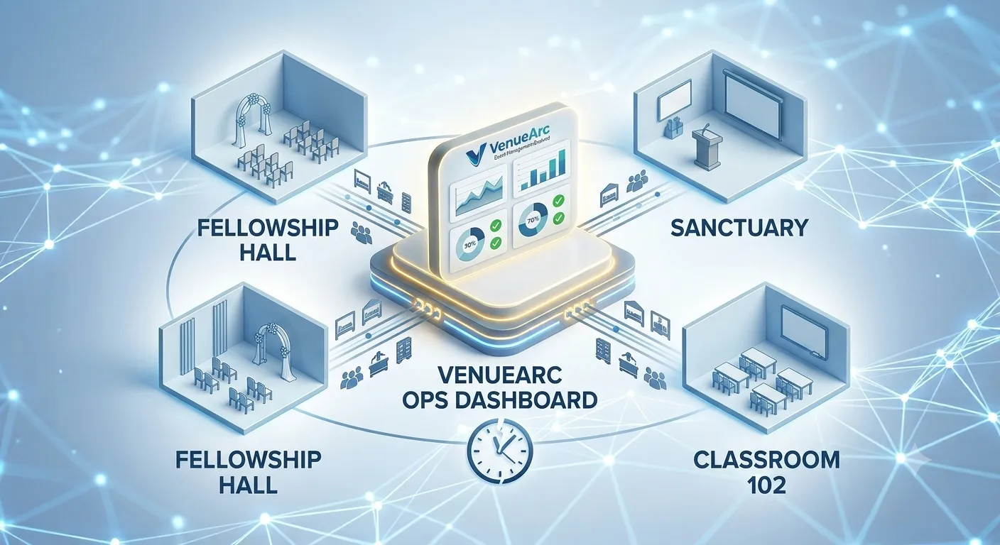 Centralized VenueArc operations dashboard across church spaces.