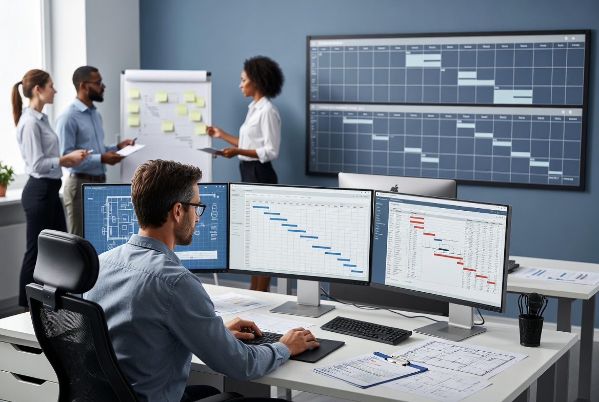Event planning workspace with task lists, event timeline, venue layout, and team coordination dashboard.